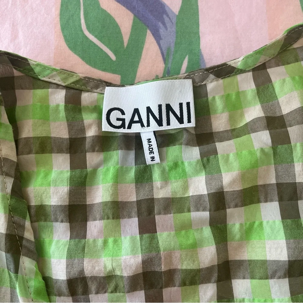 Ganni wrap dress green plaid - Picture 4 of 11